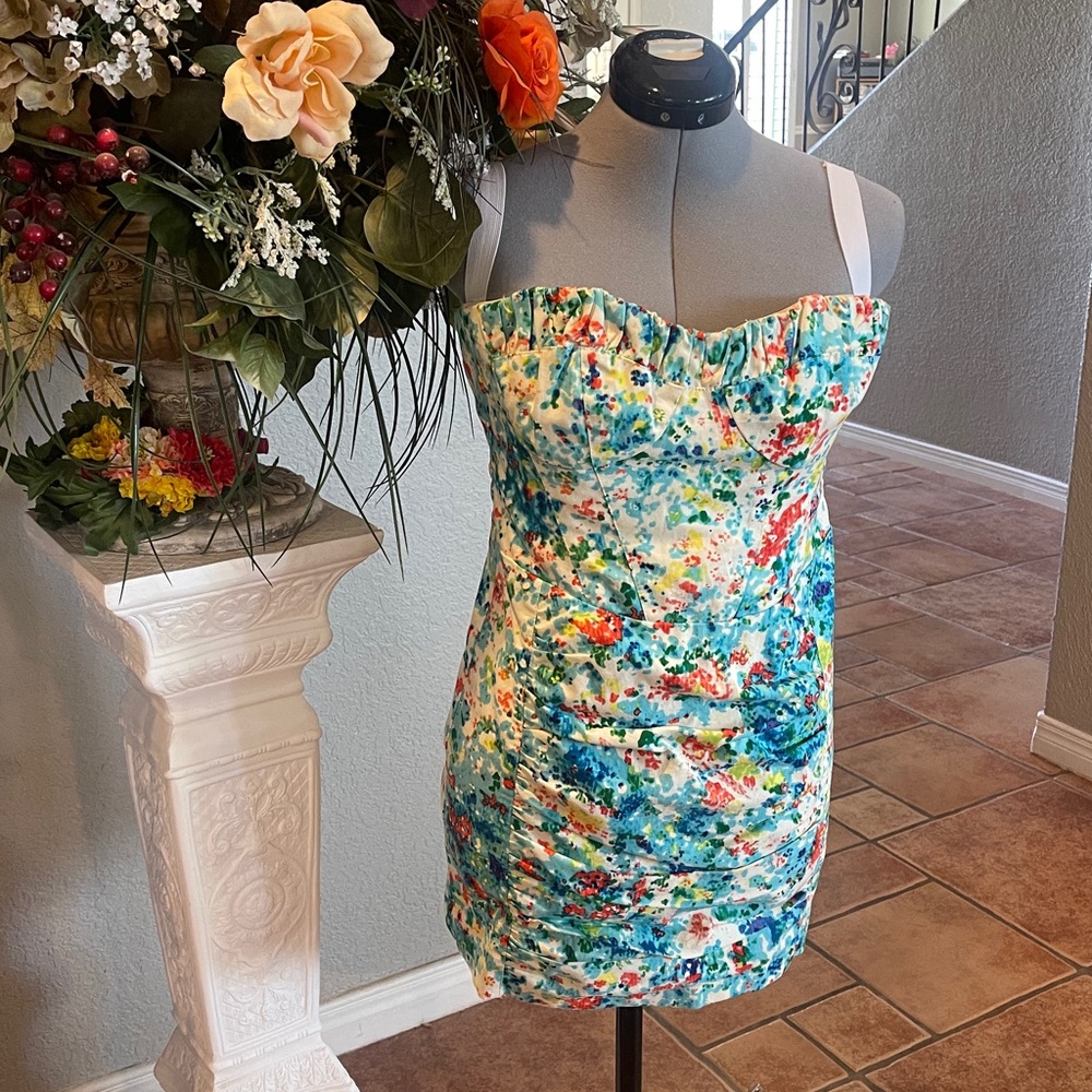 Nannette Lepore Floral Strapless Dress size 2